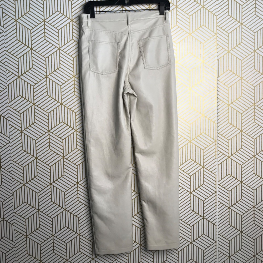 Wilfred Womens Faux Leather Pants Size 6 Ivory Straight Leg 5-Pocket - Picture 4 of 10